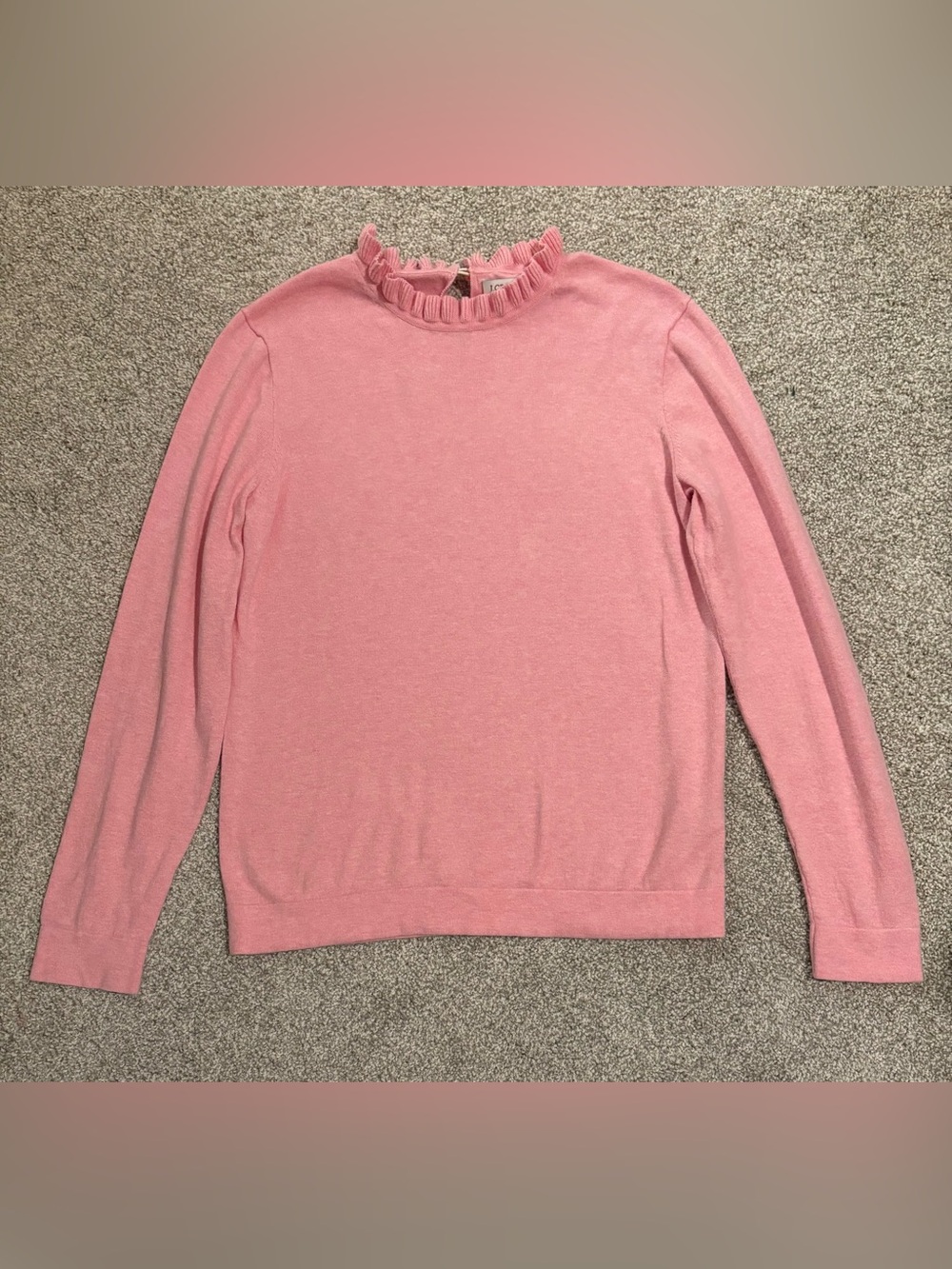 J. Crew Pink Ruffle-Neck Sweater